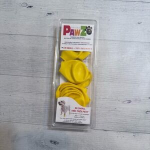 Pawz yellow rubber dog boots 12‎ pack XX-small NEW